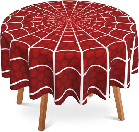 Spider Web 60 inch Round Tablecloth,Red Cobweb Circle Table Cover Stain ...