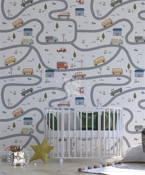 Winding Ways, Kids Car Wallpaper Roll – Wilde Pattern Company