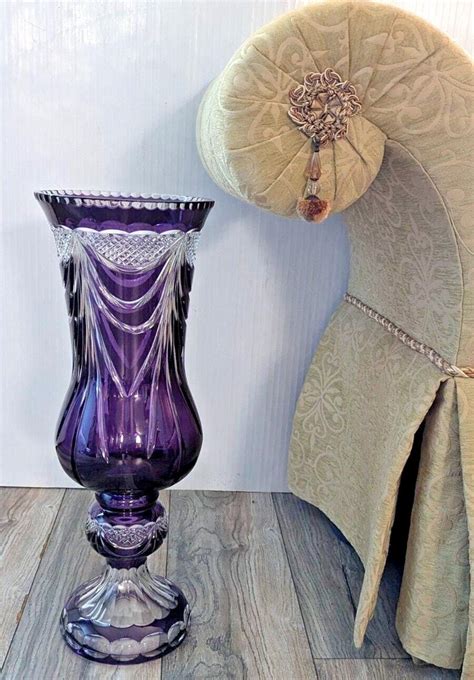Boho Amethyst Cut To Klare Kristallglas Vase Große Bodenvase Lila ...