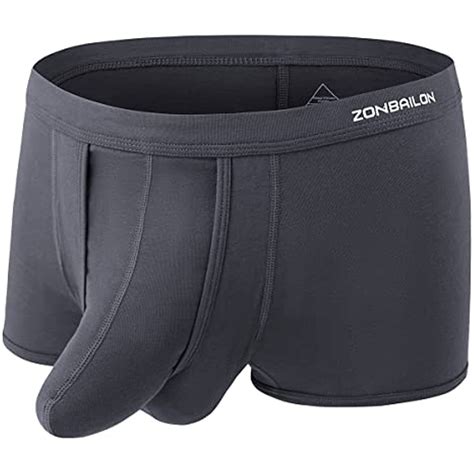 Zonbailon Men's Dual Pouch Underwear Short Leg Bulge Boxer Briefs Modal ...