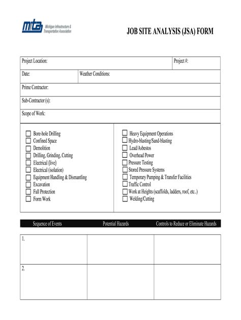 MITA JSA Form - Blank Fillable Template | Fill Out, Print & Download ...