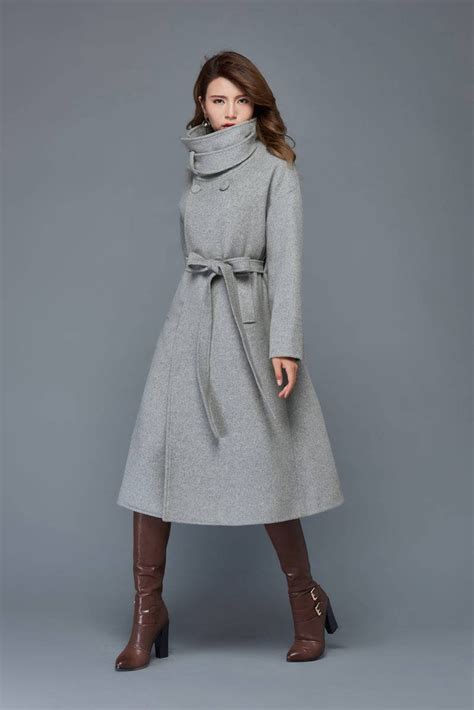 Midi Wool Coat Wool Coat Women Gray Wool Coat Womens Coats | Etsy