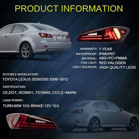 Buy VLAND Tail lights Assembly Fit for 2006-2013 Lexus Sedan XE20 IS250 ...