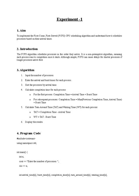Exp0,1-4 OS LAB FILE FCFS, Priority Scheduling, Round Robin Scheduling ...