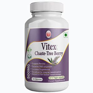 Vitex Chaste Tree Berry Extract 500mg Capsules - Fertility Support, PMS ...