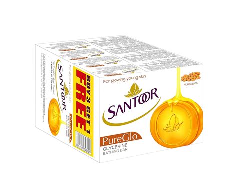 Santoor PureGlo Glycerine Soap with Almond Oil and Glycerine, 75g (Buy ...