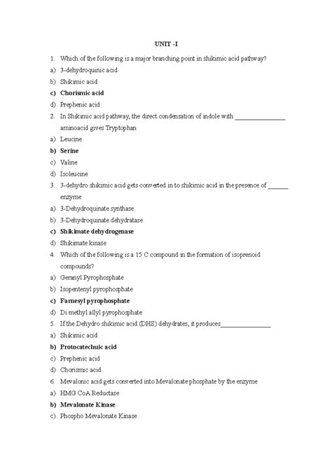 MCQS ON METABLOIC PATHWAYS - UNIT -I Which of the following is a major ...