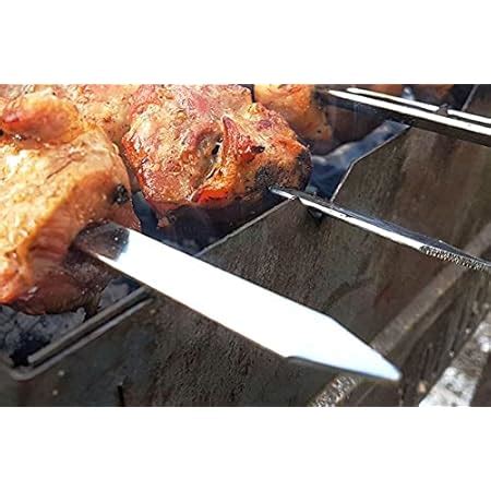 BnoSpace Stainless Steel Flat Kabab Sticks | Barbeque Skewers | BBQ ...
