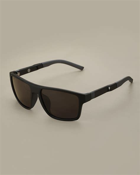 Black Toned with Black Polarised Lens Rectangle Sunglass for men ...
