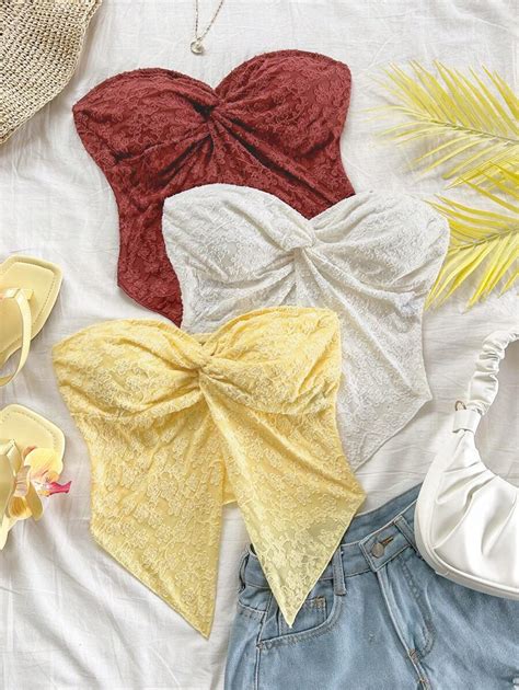 Soleia Women's Casual Knitted Floral Embroidered Strapless Sleeveless ...