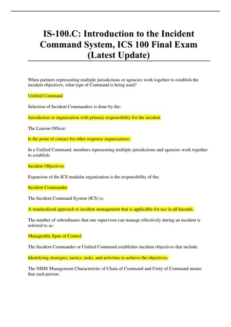 IS-100.C: Introduction to the Incident Command System, ICS 100 Final ...