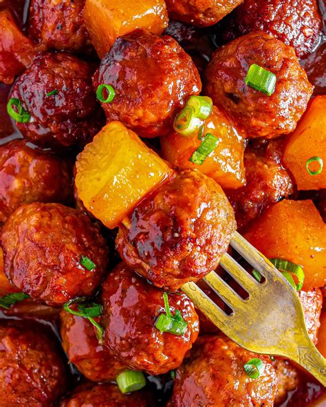 Crockpot Pineapple Barbecue Meatballs - Life She Has