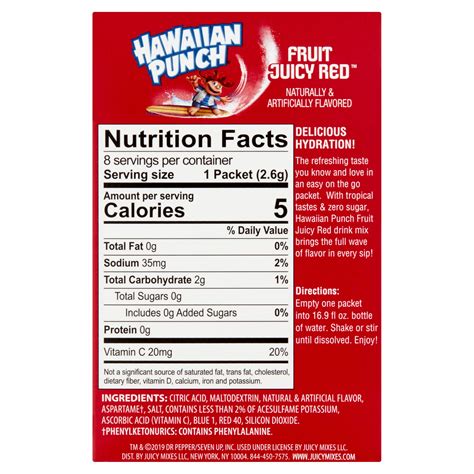 Buy Hawaiian Punch Fruit Juicy Red On The Go Drink Mix Packets, 0.09 oz ...