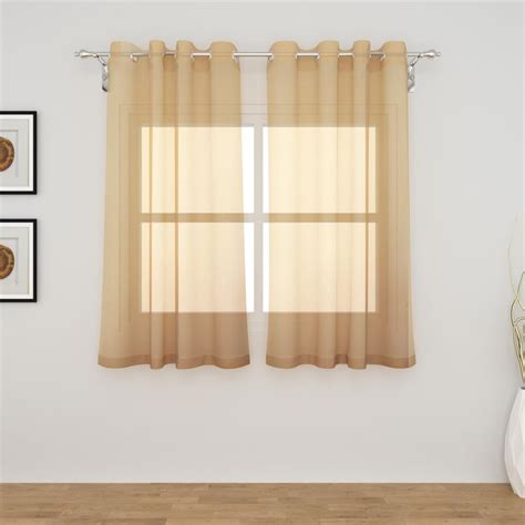 Buy Marshmallow Beige Solid Sheer Window Curtains - 110x160cm - Set of ...