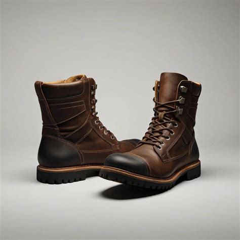 Buy Men's Leather Motorcycle Boots Combat Style Biker Boots With Rugged ...