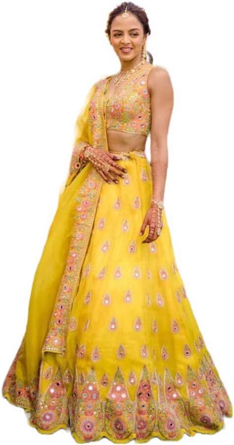 Buy Omkar Textile's Yellow color Georgette Lehenga choli with Dupatta ...