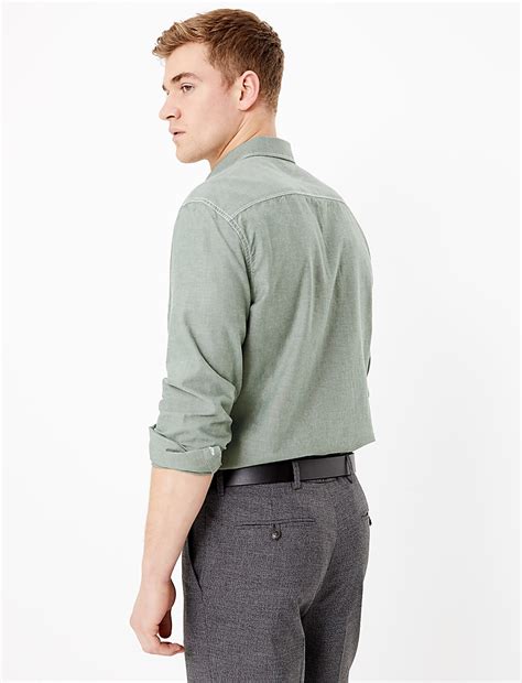 Buy Pure Cotton Chambray Shirt at Marks & Spencer