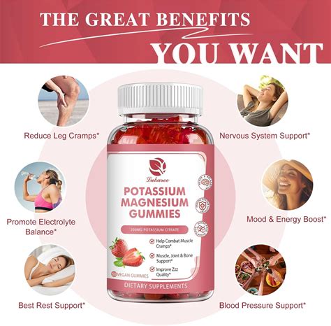 Gomitas de potasio y magnesio, glicinato de magnesio de alta absorción ...