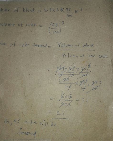 A metal block with dimension 2.4m by 1.6m by each 72cm is melted and ...
