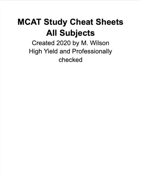 MCAT Study/cheat Sheets all Topics - Etsy
