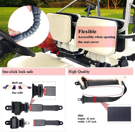 Buy AIWEILUCK Golf Cart Retractable 2 Passenger 42 Seat Belts with Belt ...