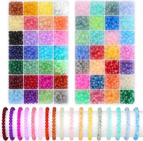 Amazon.com: Gaspletu 1400PCS Glass Beads for Jewelry Making, 24 Colors ...