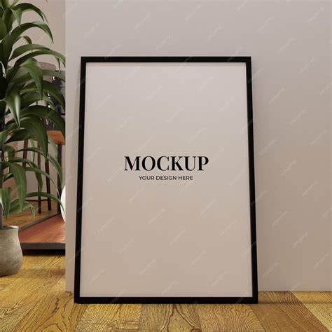 Premium PSD | Minimalist frame mockup poster on the floor leaning on ...