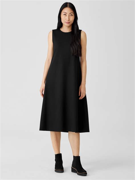 Lightweight Ponte Crew Neck Dress | EILEEN FISHER