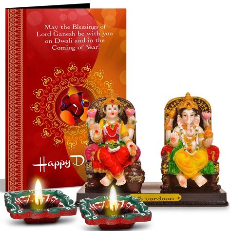 May The Blessings of Lord Ganesha 2 Diyas, Laxmi Ganesha & Greeting ...