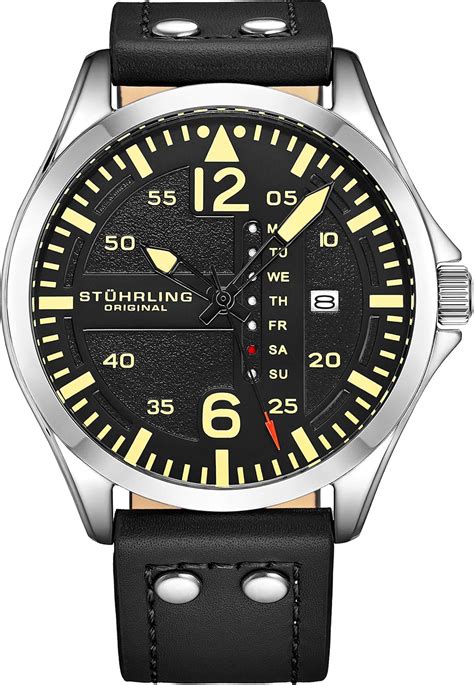 Stuhrling Original Mens Leather Watch -Aviation India | Ubuy