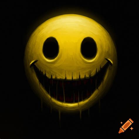 Creepy yellow smiley face on Craiyon