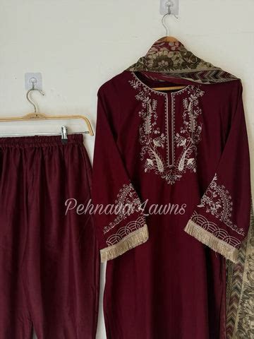 Rayon Embroidered Suit with Chiffon Dupatta591/572 – Pehnava Lawns