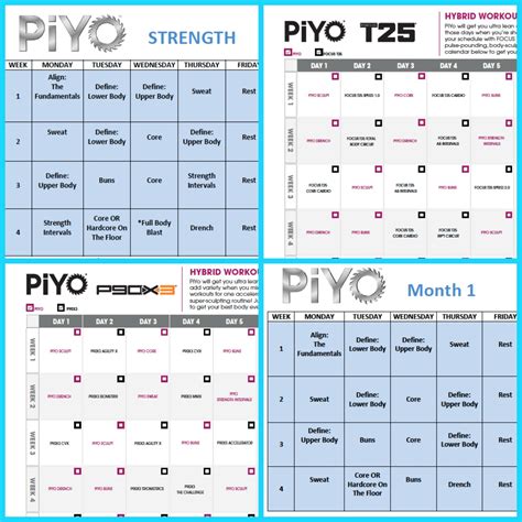 Piyo Workout Calendar