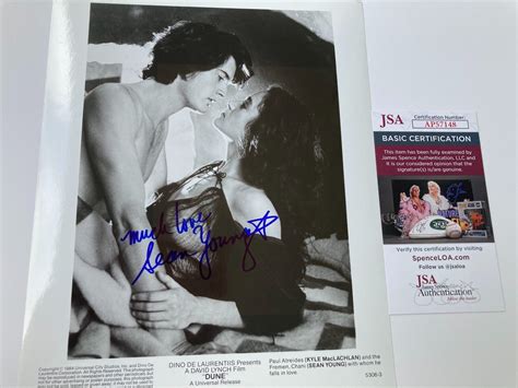 SEAN YOUNG signed "DUNE" 8x10 see thru press kit photo JSA #AP57148 ...