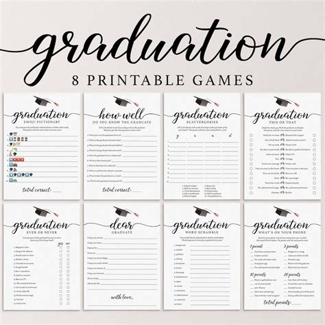 Graduation Party Games Bundle Printable Elegant Graduation Games ...