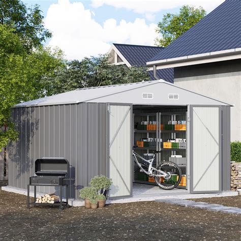 Amazon.com : Patiowell 10' x 10' Metal Storage Shed for Outdoor, Steel ...