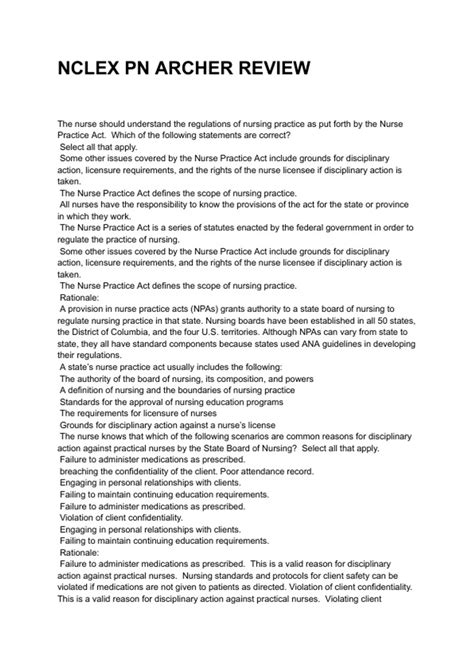 PN NCLEX ARCHER READINESS NEWEST 2025/2026 ACTUAL EXAM COMPLETE ...