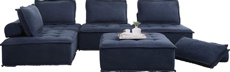 Buy Lexicon Kingmont Fabric Modular Sectional Sofa, 5-Seater, Blue ...