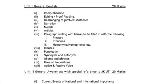 JKSSB Syllabus for Accounts Assistant, Junior Assistant , Stenographer ...
