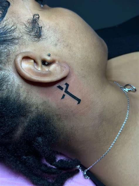 Behind Ear Cross Tattoos