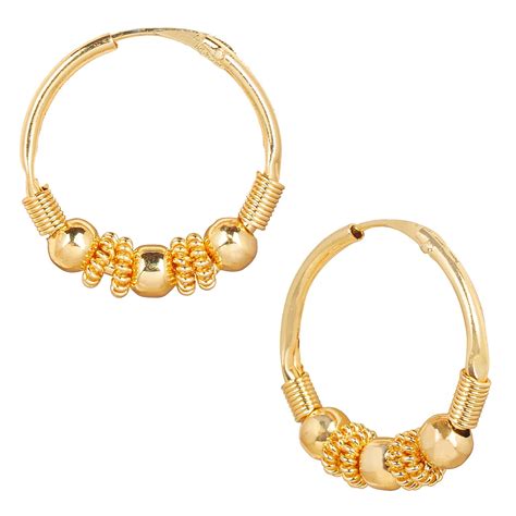 18K Gold Traditional Hoop Earrings with Pearls (SJ_1697) – Shining Jewel