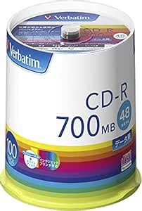 Verbatim Japan SR80FP100V1E CD-R 700MB, 100 Sheets, White Printable ...