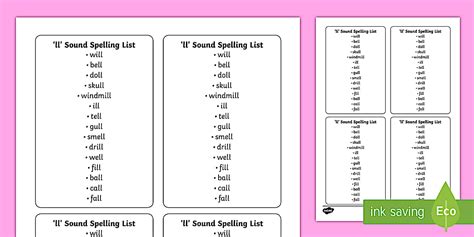 'll' Sound Spelling List Cards (teacher made) - Twinkl