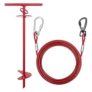 EXPAWLORER Dog Tie Out Cable and Stake - 15 Ft Dog Lead for Yard with ...