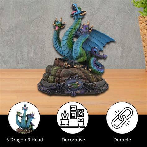 Buy Hand Painted Resin Figurine 6in Dragon 3 Head at ShopLC.