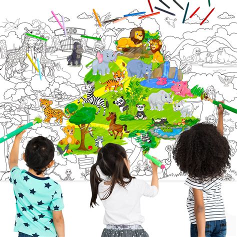 Buy Zoo Jumbo Giant Coloring for Kids 45 x 32 Inch Table Wall Coloring ...