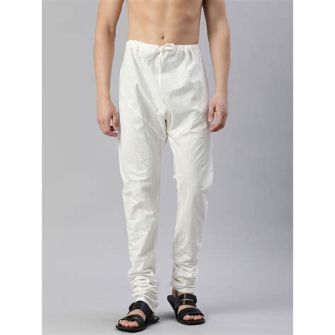 Buy Manthan Cream Cotton Solid Churidar for Men Online