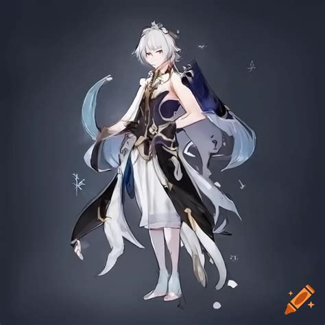 Male character from genshin impact in koi fish themed outfit on Craiyon