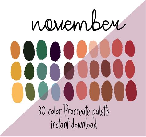 November Procreate Palette Painters Color Choice Instant Download ...