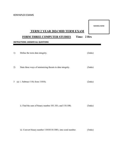 Form 3 Computer Exams 的图像结果